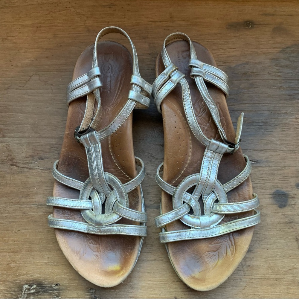Born Silver Leather T-Strap Knot Sandals